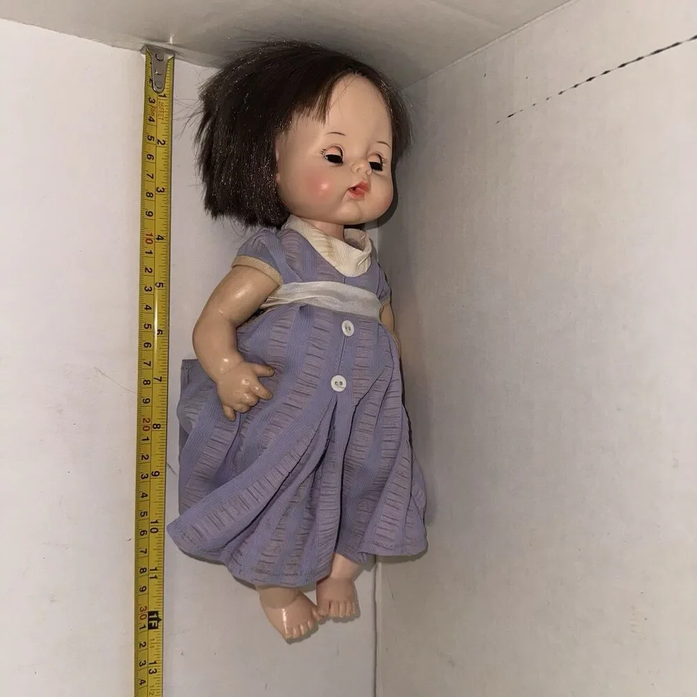 Vintage Madame Alexander 1965 Baby Doll 12” Brunette Sleep Eyes Dress